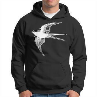 Blackwork Minimal Swallow Bird Sailor Hoodie - Thegiftio UK