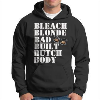 Bleach Blonde Bad Built Graphic Letter Print Hoodie - Monsterry