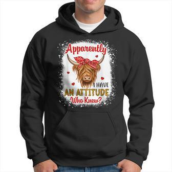 Bleached Highland Cow Apparently I Have An Attitude Who Knew Hoodie - Monsterry DE