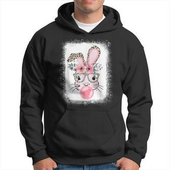 Bleached Rabbit Bunny Blowing Bubble Gum Easter Day Hoodie - Thegiftio UK