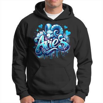 Blue Aries Zodiac Star Sign Hoodie - Seseable