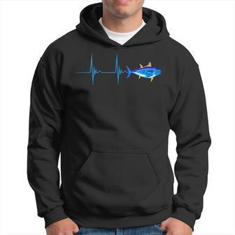 Bluefin Tuna Heartbeat Ekg Pulseline Fish Deep Sea Fishing Hoodie - Monsterry UK