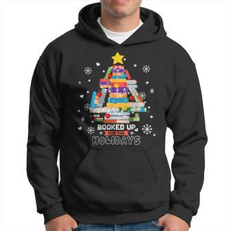 Book Lover Xmas Tree Librarian Booked Up For The Holidays Hoodie - Thegiftio UK