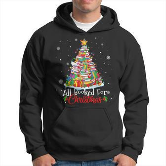 All Booked For Christmas Book Xmas Tree Lights Hoodie - Seseable