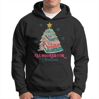 All Booked For Christmas Book Lover Christmas Book Tree Hoodie - Seseable