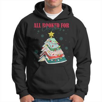 All Booked For Christmas Book Lover Christmas Tree Lights Hoodie - Thegiftio UK