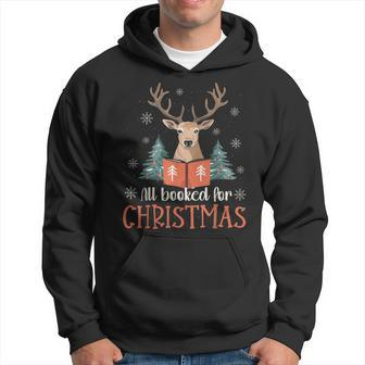 All Booked For Christmas Book Reindeer Christmas Hoodie - Seseable