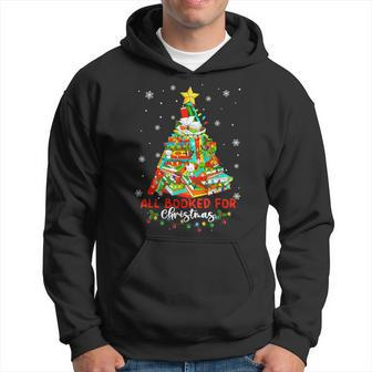 All Booked For Christmas Book Christmas Tree Lights Xmas Hoodie - Seseable