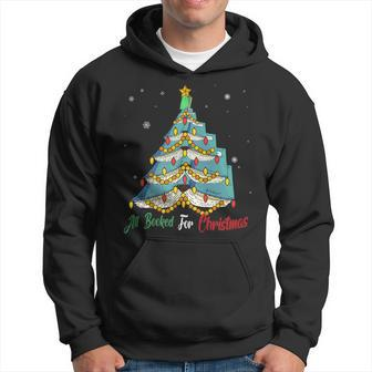 All Booked For Christmas Vintage Librarian Xmas Tree Light Hoodie - Seseable