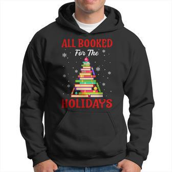 All Booked For The Holidays Christmas Tree Librarian Books Hoodie - Seseable