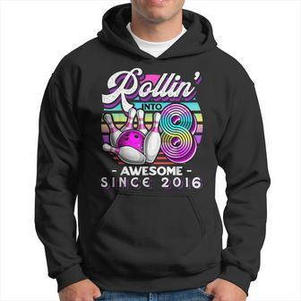Bowling Party Rollin' 8 Awesome 2016 8Th Birthday Girls Hoodie - Thegiftio UK