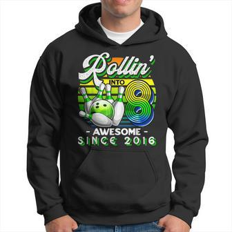 Bowling Party Rollin' 8 Awesome 2016 Retro 8Th Birthday Boys Hoodie | Mazezy