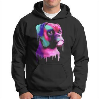 Boxer Dog Painting Dog Art Colorful Boxer Dog Hoodie | Mazezy