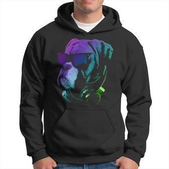 Boxer Dog With Sunglasses And Headphones Hoodie | Mazezy