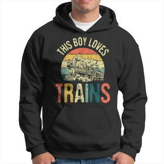 This Boy Loves Trains Model Railroad Train Vintage Railroad Hoodie - Monsterry DE