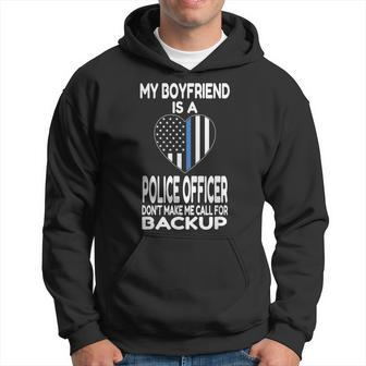 My Boyfriend Is A Police Officer Thin Blue Line Heart Hoodie - Monsterry DE