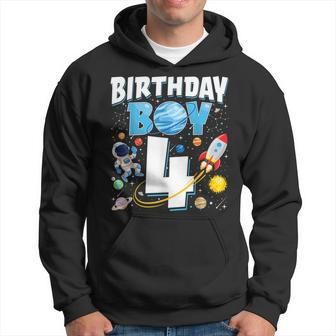 Boys 4Th Birthday Astronaut Space Planets Four Years Old Hoodie | Mazezy AU