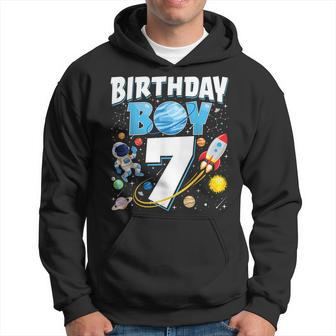 Boys 7Th Birthday Astronaut Space Planets Seven Years Old Hoodie - Seseable