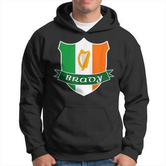 Brady Irish Name Ireland Flag Harp Family Hoodie - Seseable