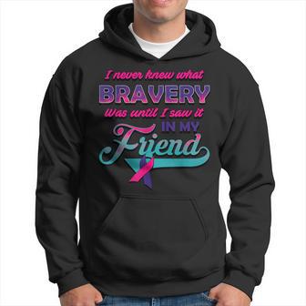 Bravery In My Friend Thyroid Cancer Awareness Ribbon Hoodie - Monsterry