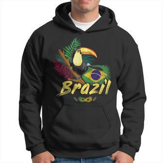 Brazil Vintage Toucan With Flag And Samba Mask Hoodie - Seseable