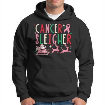 Breast Cancer Christmas Pink Ribbon Santa Sleigh Reindeer Hoodie | Mazezy