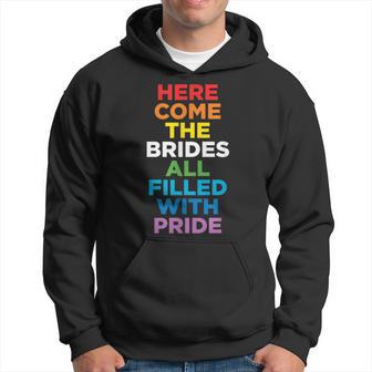 Here Come The Brides Lesbian Wedding Hoodie - Monsterry UK