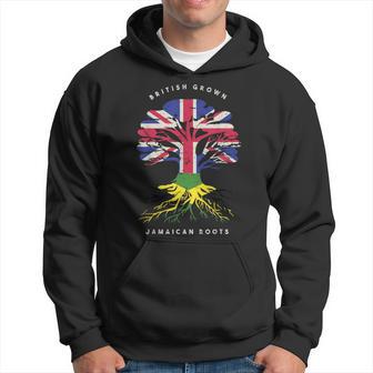 British Grown Jamaican Roots Uk Flag Jamaica Tree Graphic Hoodie - Thegiftio UK