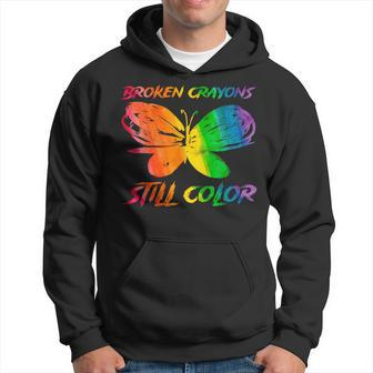 Broken Crayons Still Color Mental Health Awareness Butterfly Hoodie - Thegiftio UK
