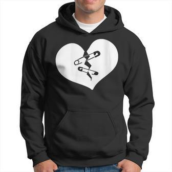 Broken Heart Sad Brokenhearted Valentines Day Safety Pins Hoodie - Monsterry