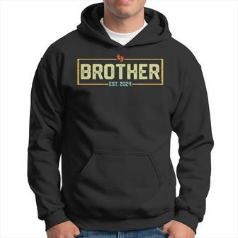 Brother Est 2024 Brother 2024 Logo New Brother Fathers Day Hoodie - Thegiftio UK