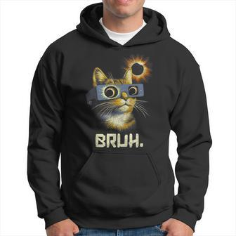 Bruh Total Solar Eclipse Cat Wearing Solar Eclipse Glasses Hoodie - Seseable