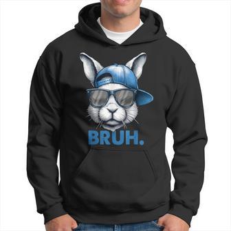 Bunny Face Bruh Meme Saying Bro Greeting Easter Boys Hoodie - Seseable