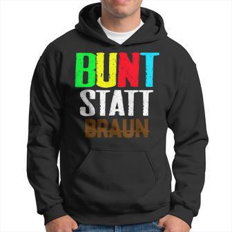 Bunt Statt Braun Hoodie, Farbblock-Schrift Design, Schwarzes Tee - Seseable