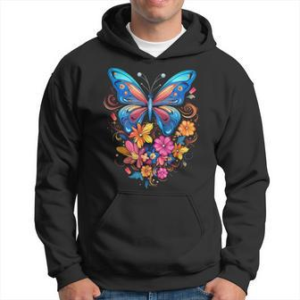 Butterfly With Flowers I Aesthetic Butterfly Hoodie - Thegiftio UK