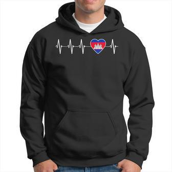 Cambodian Heartbeat I Love Cambodia Flag Heart Hoodie - Monsterry UK