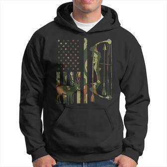 Camo Flag Deer Bow Hunting Patriotic Hunter Dad Archer Hoodie - Thegiftio UK