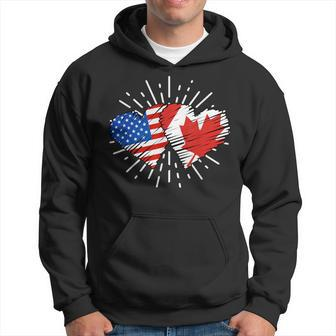 Canada Usa Friendship Heart With Flags Matching Hoodie - Monsterry DE