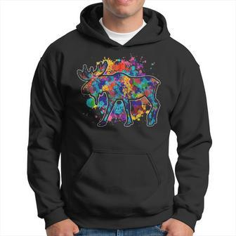 Canadian Moose Lover Forest Wildlife Animal Colorful Moose Hoodie - Monsterry