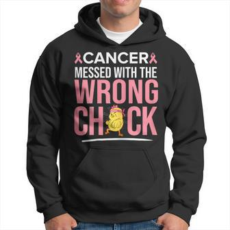 Cancer Messed With The Wrong Chick Breast Cancer Awareness Hoodie - Monsterry