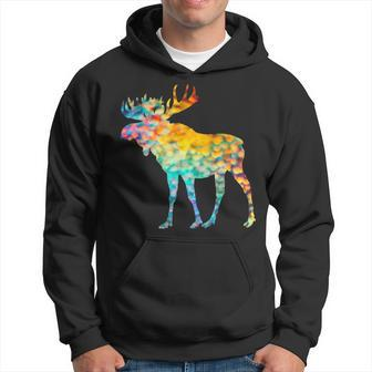 Candian Moose Abstrast Colorful Bright Group Hoodie - Monsterry