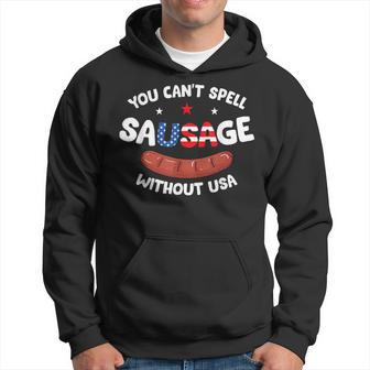 You Can't Spell Sausage Without Usa Patriotic American Flag Hoodie - Monsterry