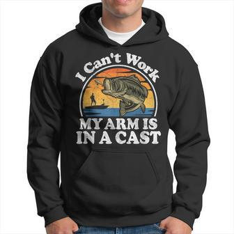 I Cant Work My Arm Is In A Cast Bass Fishing Dad Hoodie - Monsterry