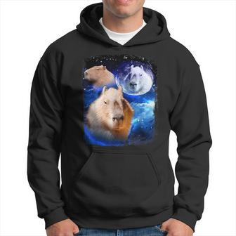 Capybara Meme Moon Capybaras Vintage Kawaii Hoodie - Seseable
