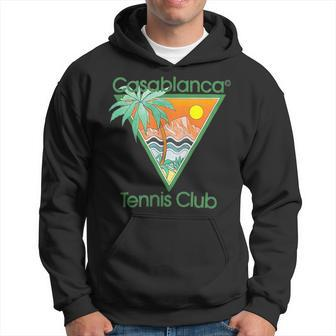 Casablanca Tennis Club Hoodie - Tropisches Palmen & Sonnenuntergang Design - Seseable