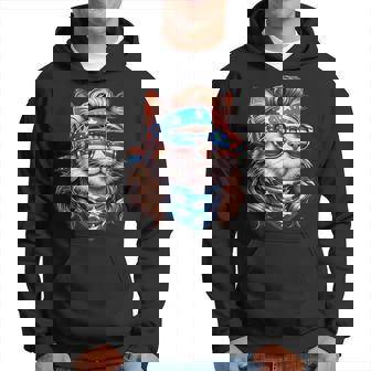 Cat American Flag Patriotic Mullet Cat 4Th Of July Hoodie - Thegiftio UK