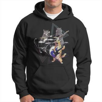 Cat Band Rock Kitties Bass Guitar And Drum Set Hoodie | Mazezy
