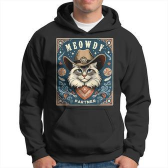 Cat Cowboy Mashup Meowdy Partner Poster Western Hoodie | Mazezy