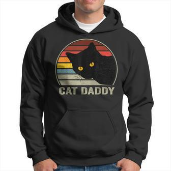 Cat Daddy Vintage Cat 80S Retro Style For Men Cat Dad Hoodie - Thegiftio UK