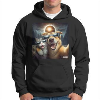 Cat And Dog Selfie With Solar 2024 Eclipse Wearing Glasses Hoodie - Seseable